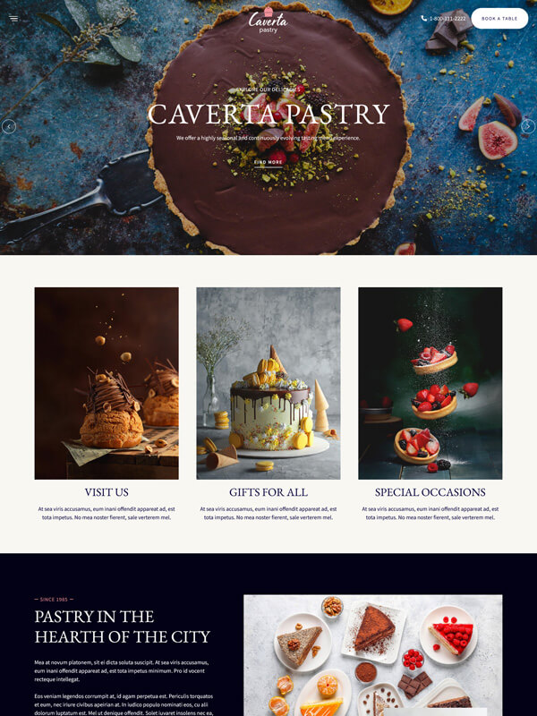 Caverta Pastry Restaurant Theme